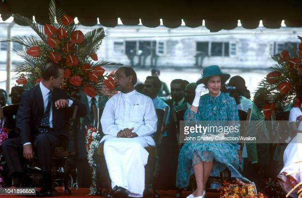 Queen Elizabeth II, Sri Lanka, Sri Lanka President Junius Richard Jayewardene, Prince Philip, Duke of Edinburgh, 22nd October 1981. (Photo by John Shelley Collection/Avalon/Getty Images)