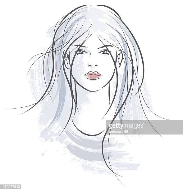 Vector-illustration in brush-style of a woman with long hair